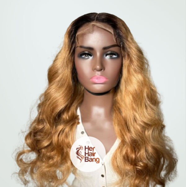 22” Honeyblonde Middle Part BodyWave 5”x5” HD - Image 3